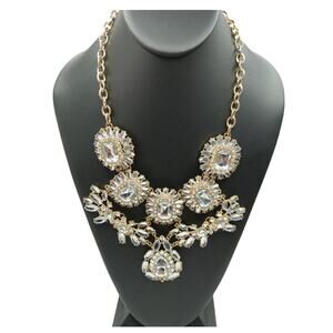 Cara Couture Gold Tone & Clear Rhinestone Statement Necklace 19–22" Adjustable